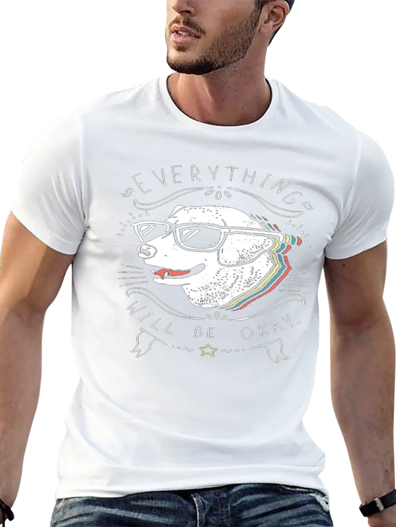 Dog with Glasses T-Shirt - Everything Will Be Okay