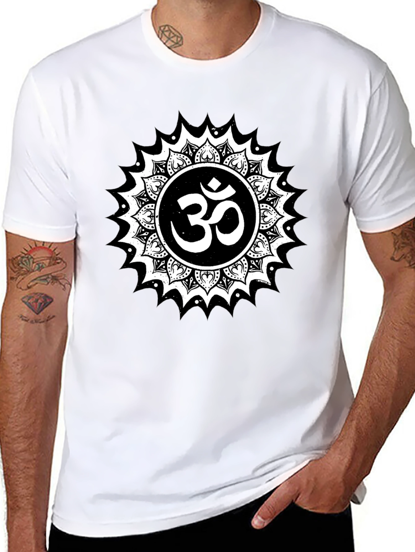 Om Mandala Graphic T-Shirt - Black Spiritual Design