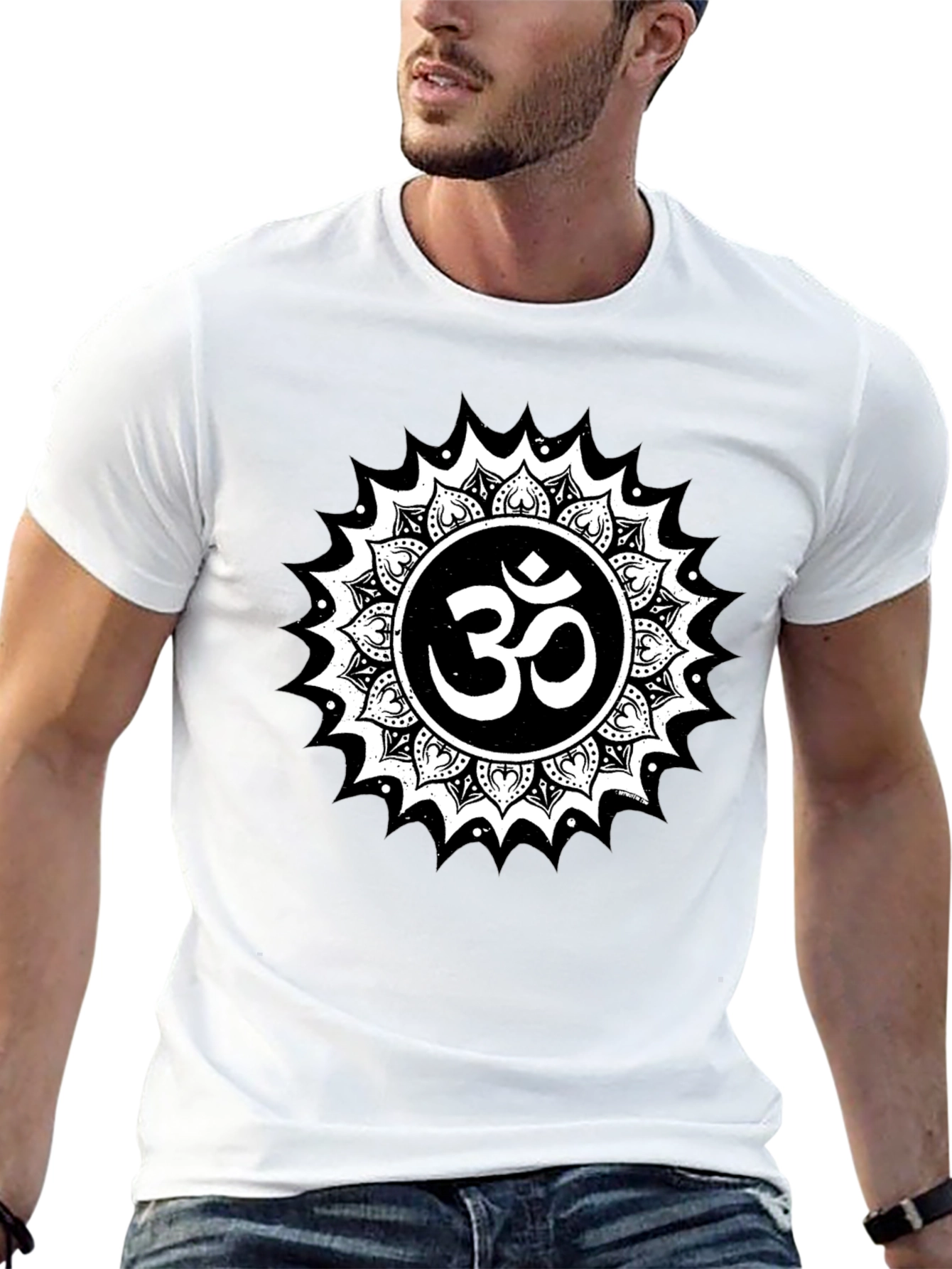 Om Mandala Graphic T-Shirt - Black Spiritual Design