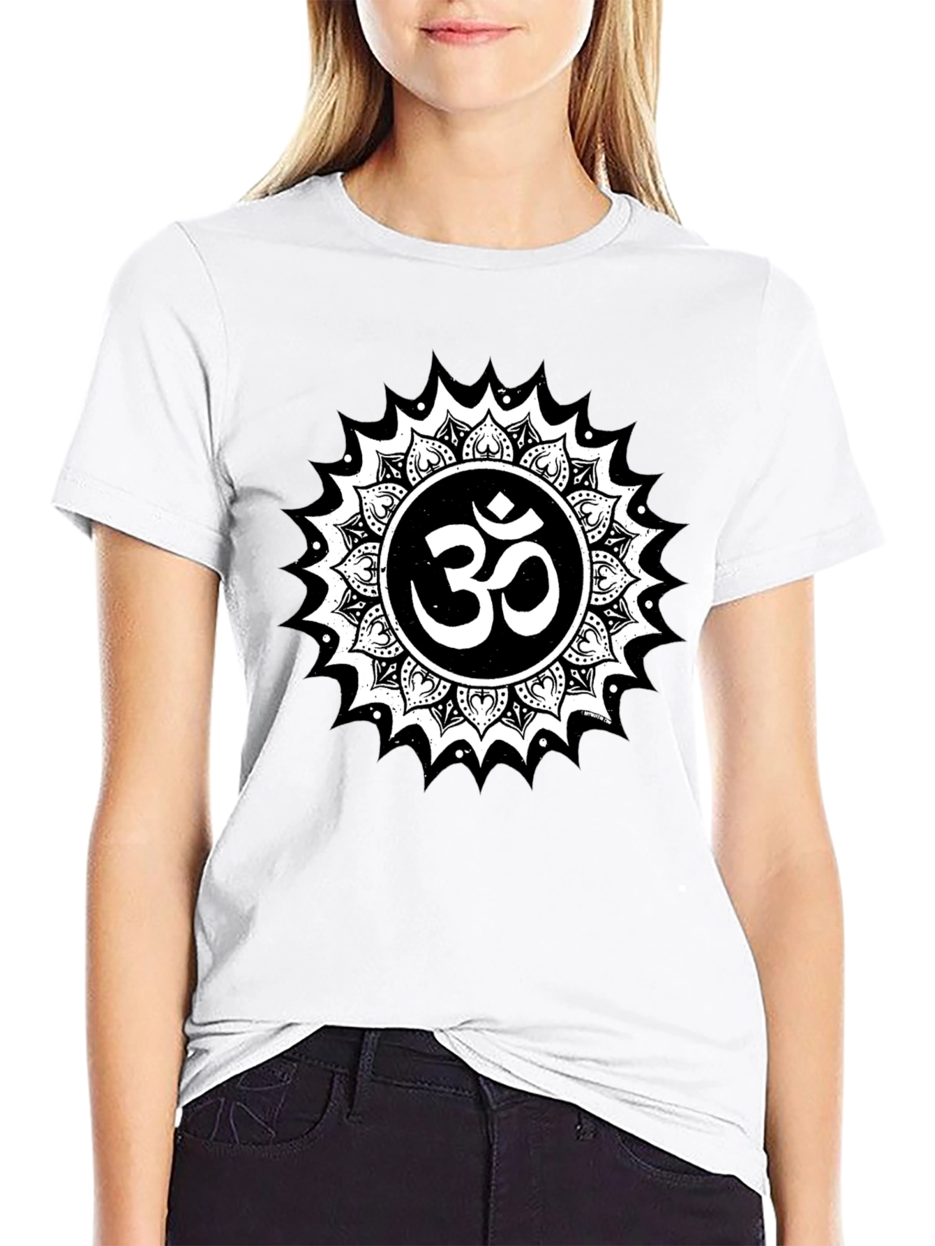 Om Mandala Graphic T-Shirt - Black Spiritual Design
