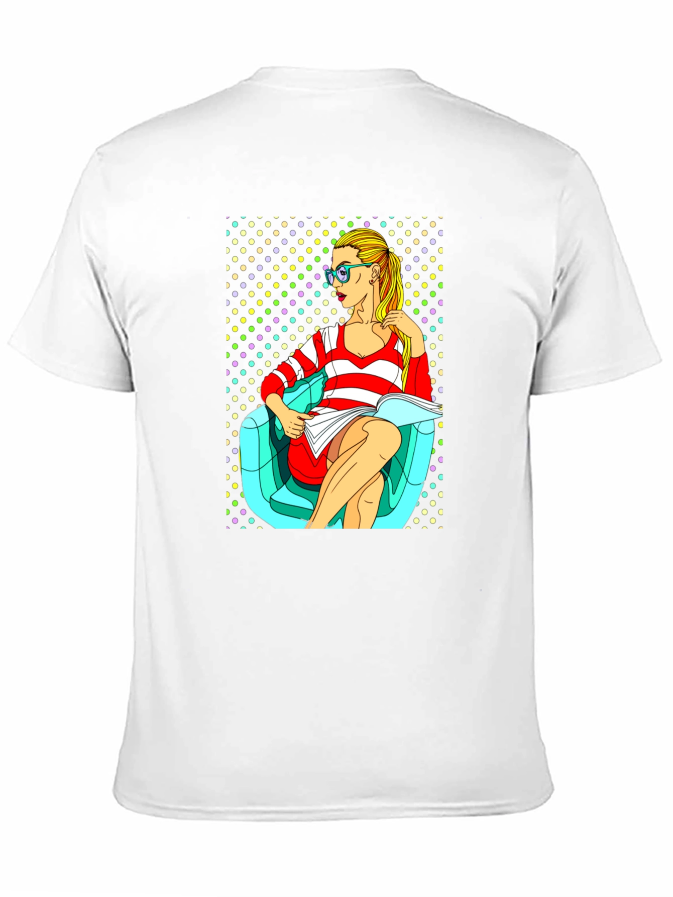 Pop Art Girl Reading Book Black Cotton Tee