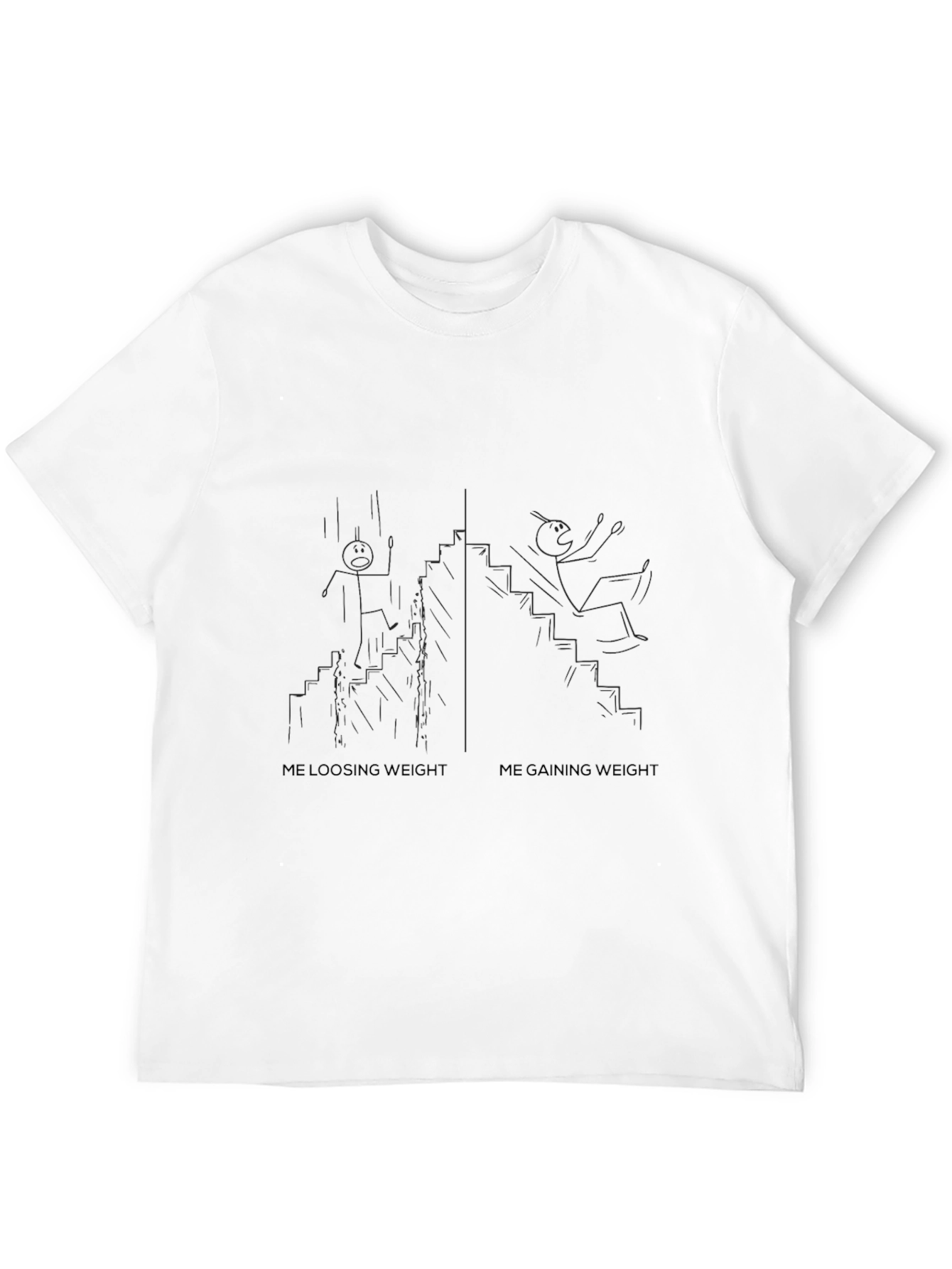 Funny Weight Loss/Gain Graphic Tee - Unisex Black T-Shirt