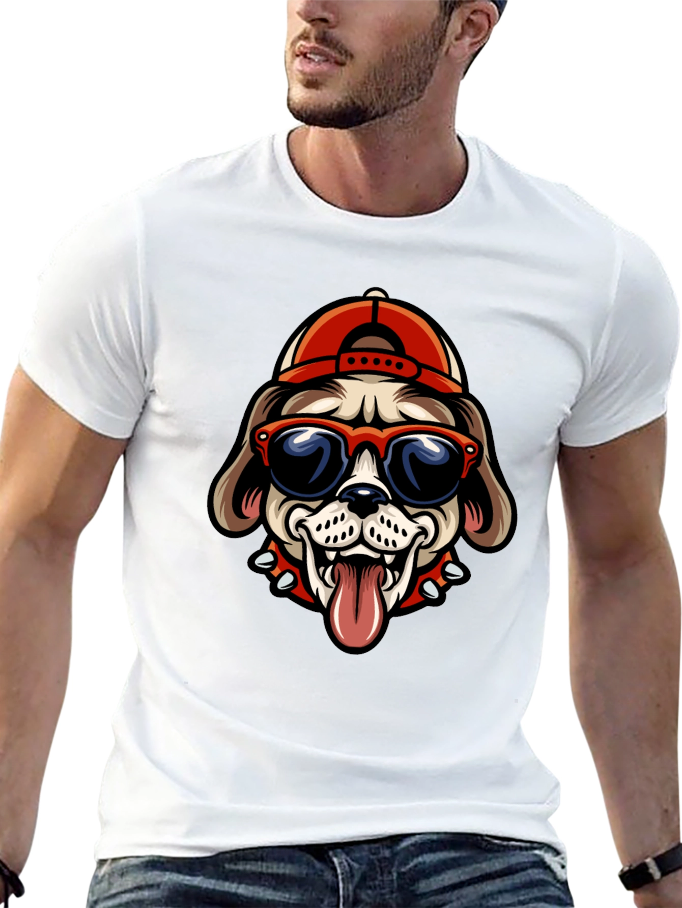 Cool Dog Tee: Cartoon Bulldog with Cap & Shades