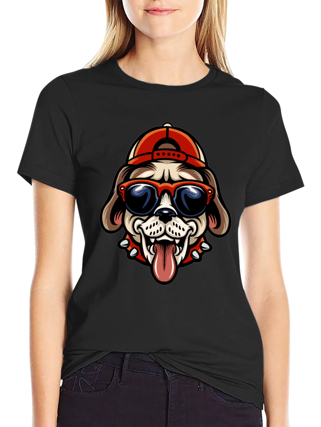 Cool Dog Tee: Cartoon Bulldog with Cap & Shades