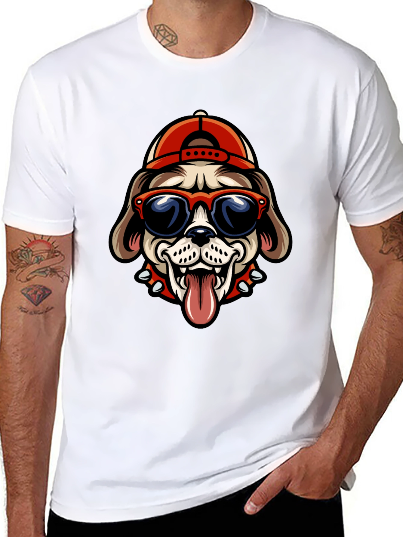 Cool Dog Tee: Cartoon Bulldog with Cap & Shades