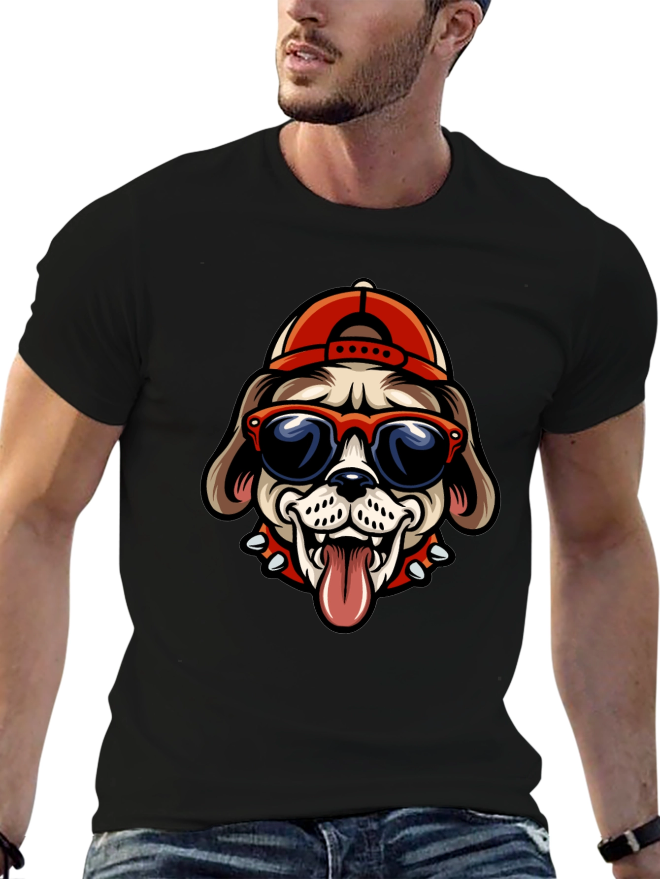 Cool Dog Tee: Cartoon Bulldog with Cap & Shades