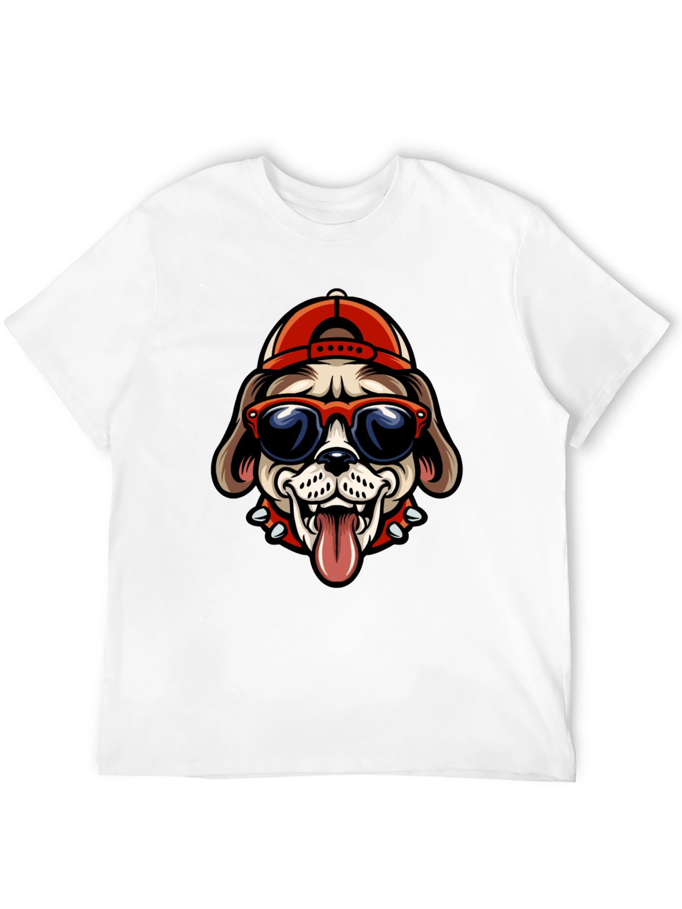 Cool Dog Tee: Cartoon Bulldog with Cap & Shades