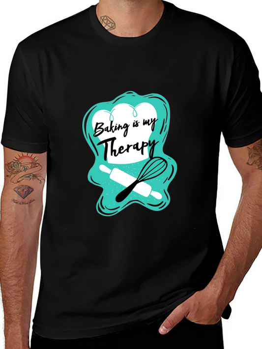 Baking is My Therapy Graphic Tee - Unisex Black T-Shirt