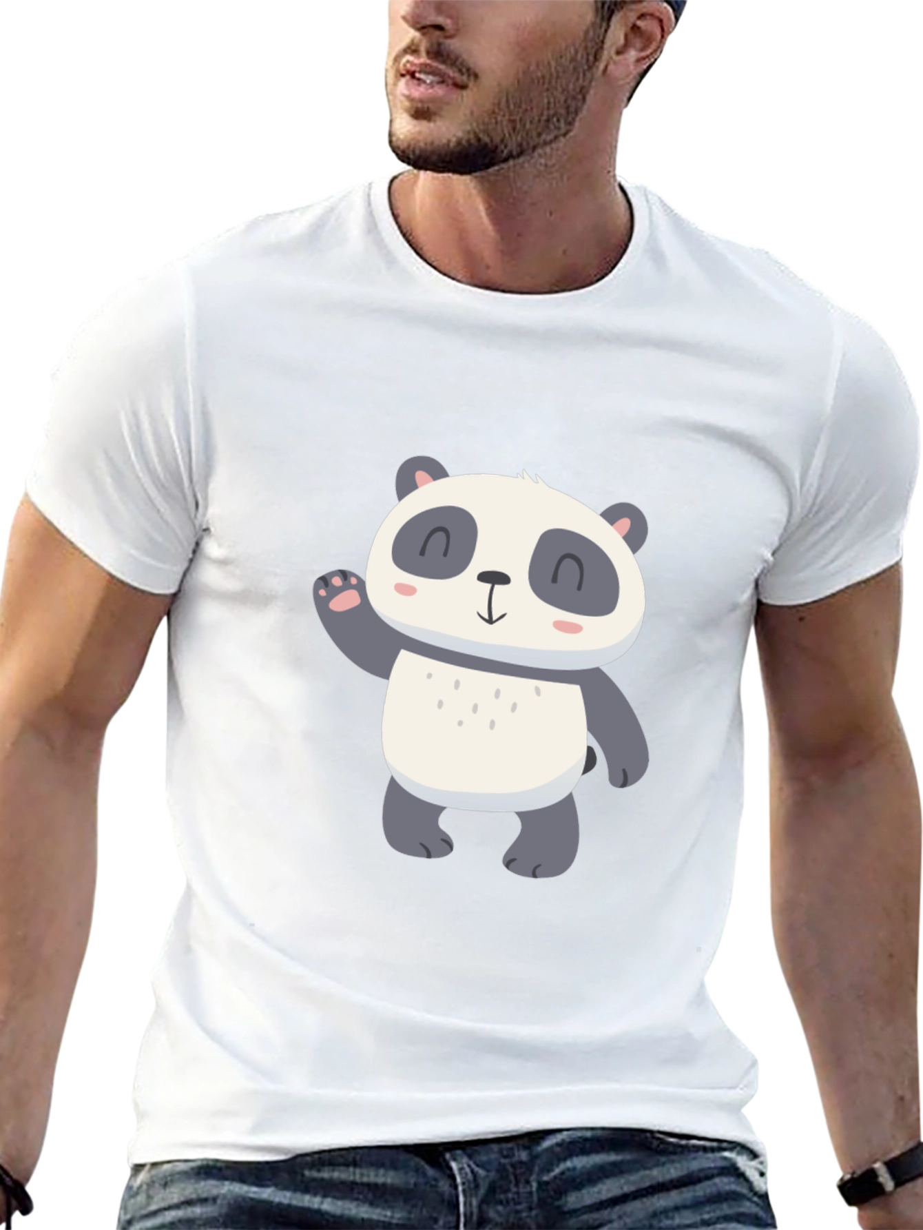 Cute Panda Graphic Tee - Mens Black T-Shirt