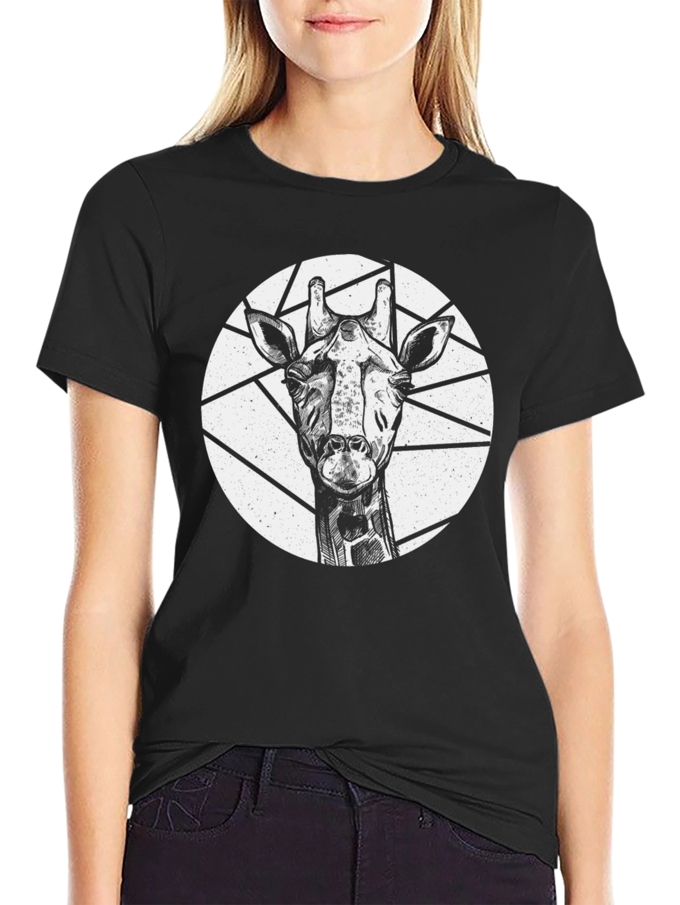 Giraffe Graphic Tee - Unique Black Shirt