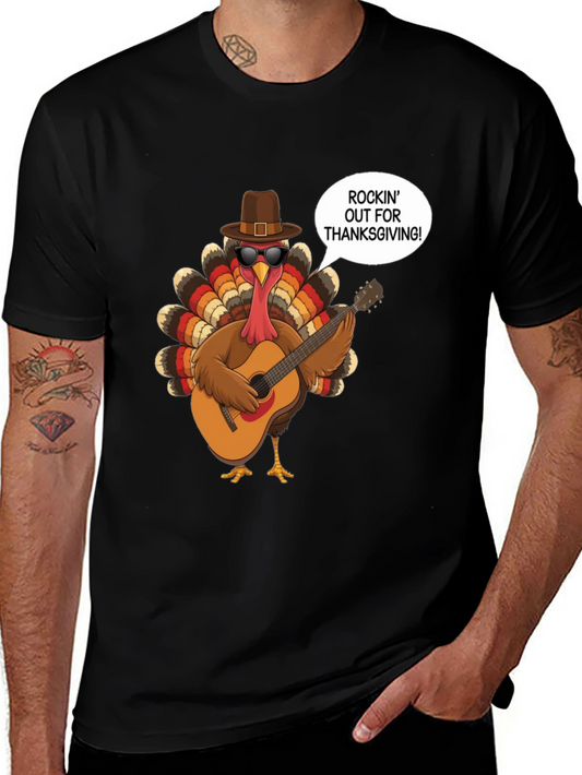 Rockin Turkey Thanksgiving Graphic Tee