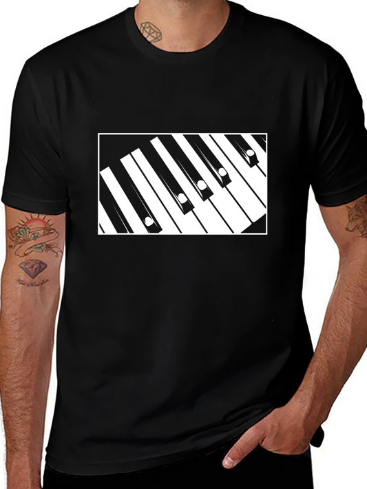 Piano Keys Graphic T-Shirt - Black Cotton Tee