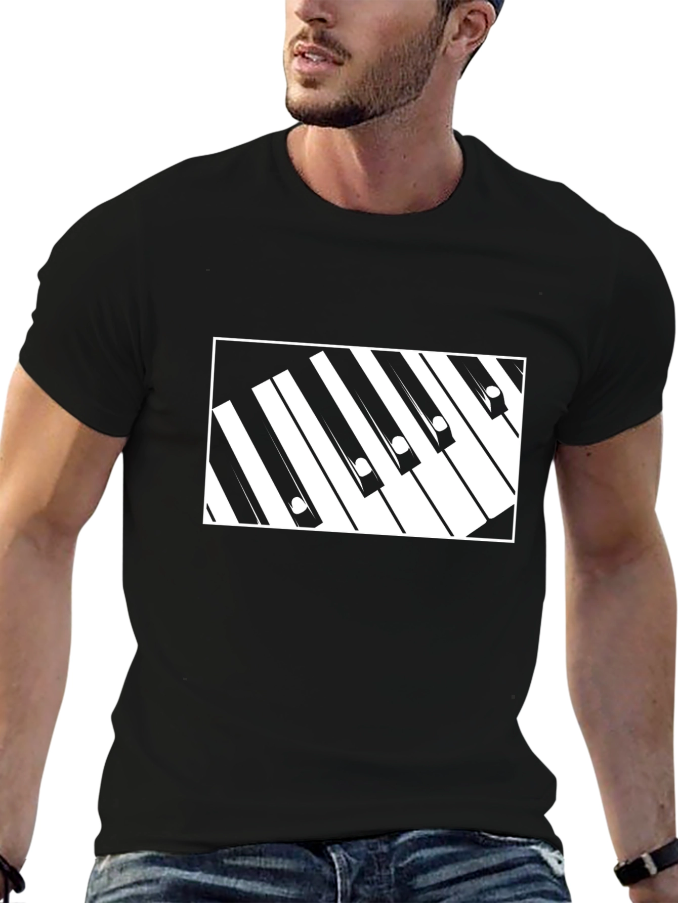 Piano Keys Graphic T-Shirt - Black Cotton Tee
