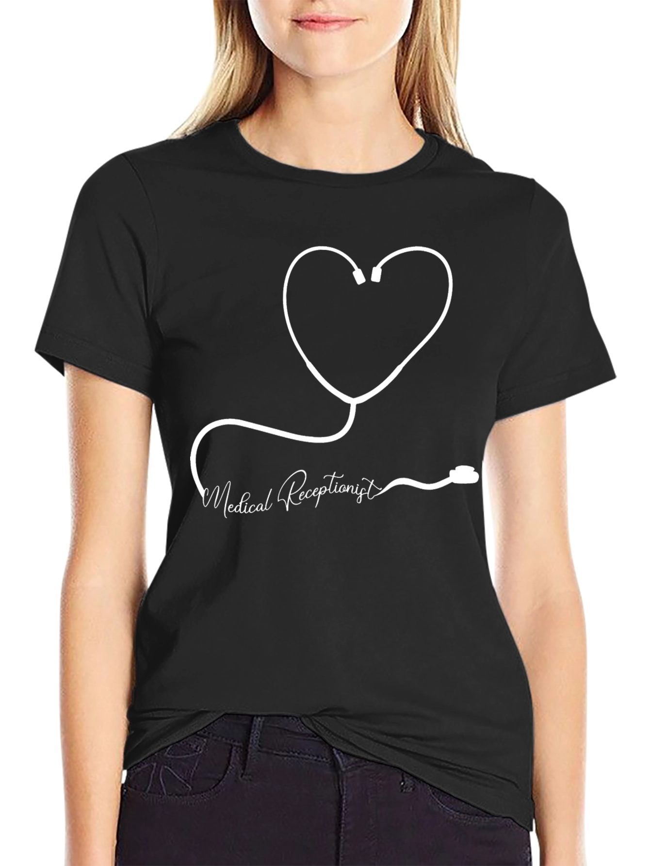 Medical Receptionist Heart Stethoscope T-Shirt
