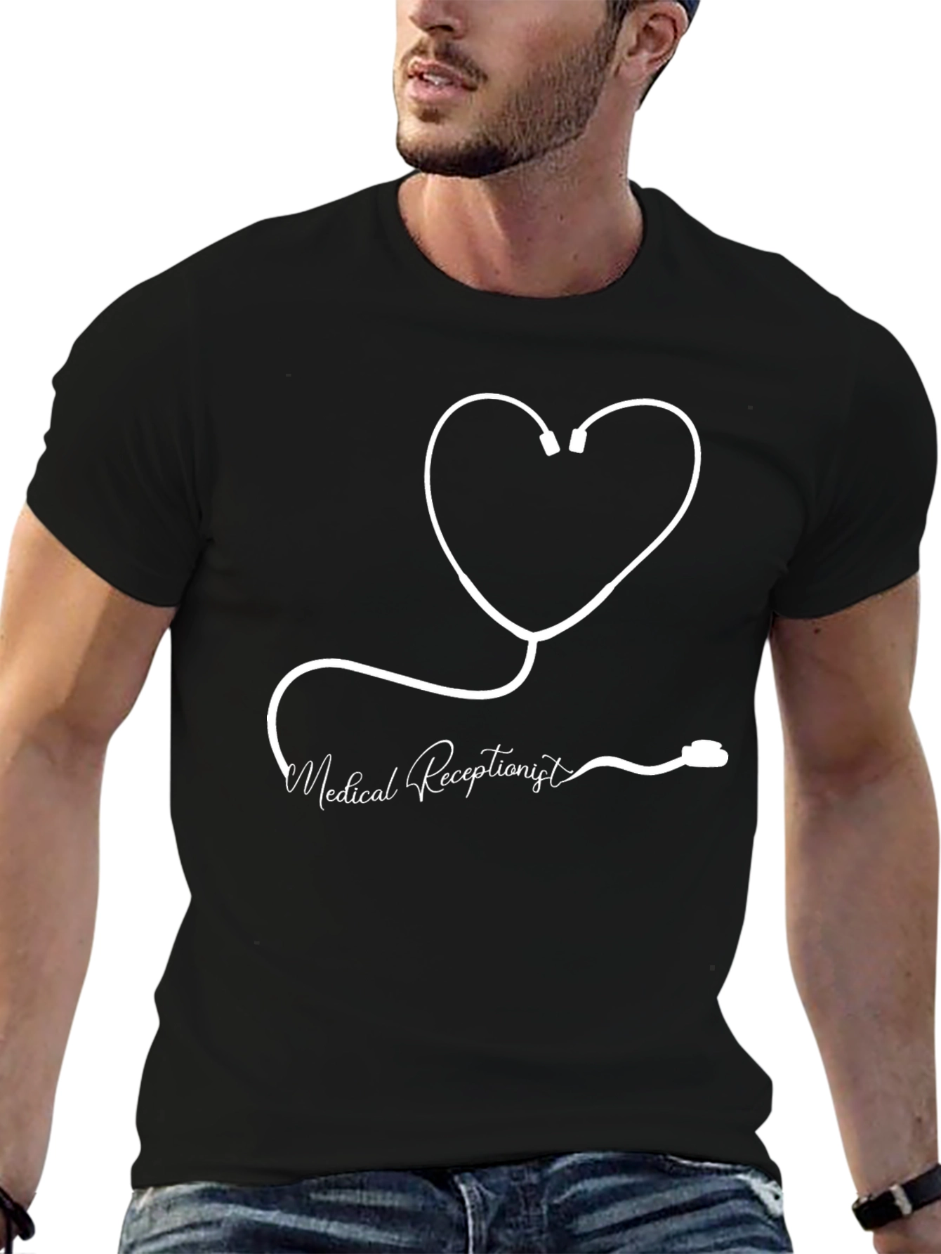 Medical Receptionist Heart Stethoscope T-Shirt