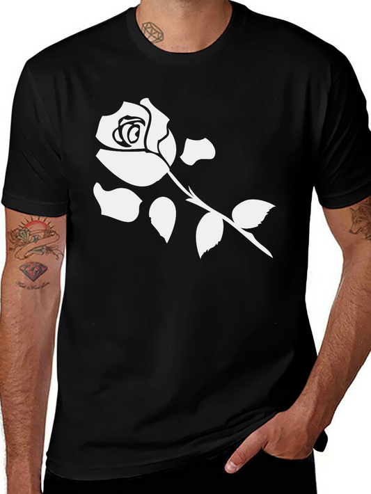 Rose Graphic T-Shirt - Modern Black Tee