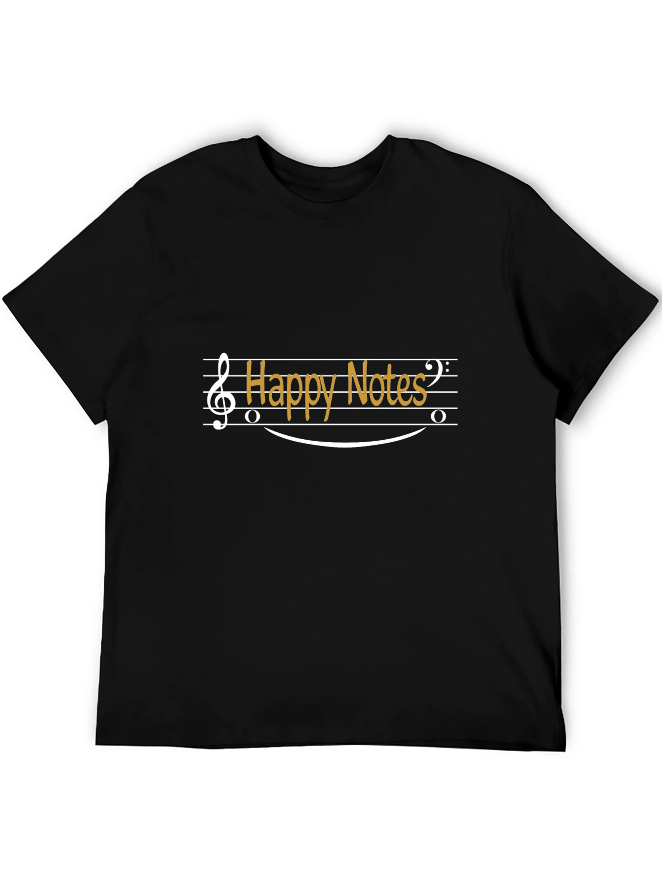 Happy Notes Graphic Tee - Black Cotton T-Shirt
