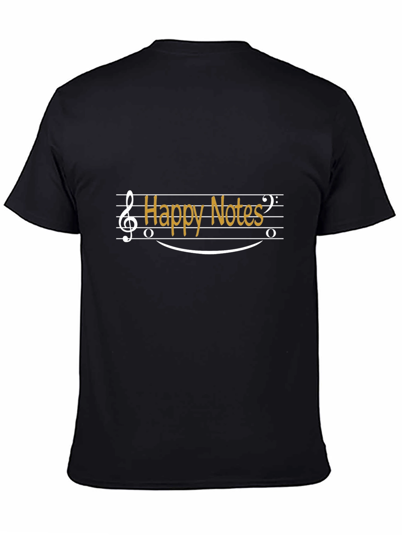 Happy Notes Graphic Tee - Black Cotton T-Shirt