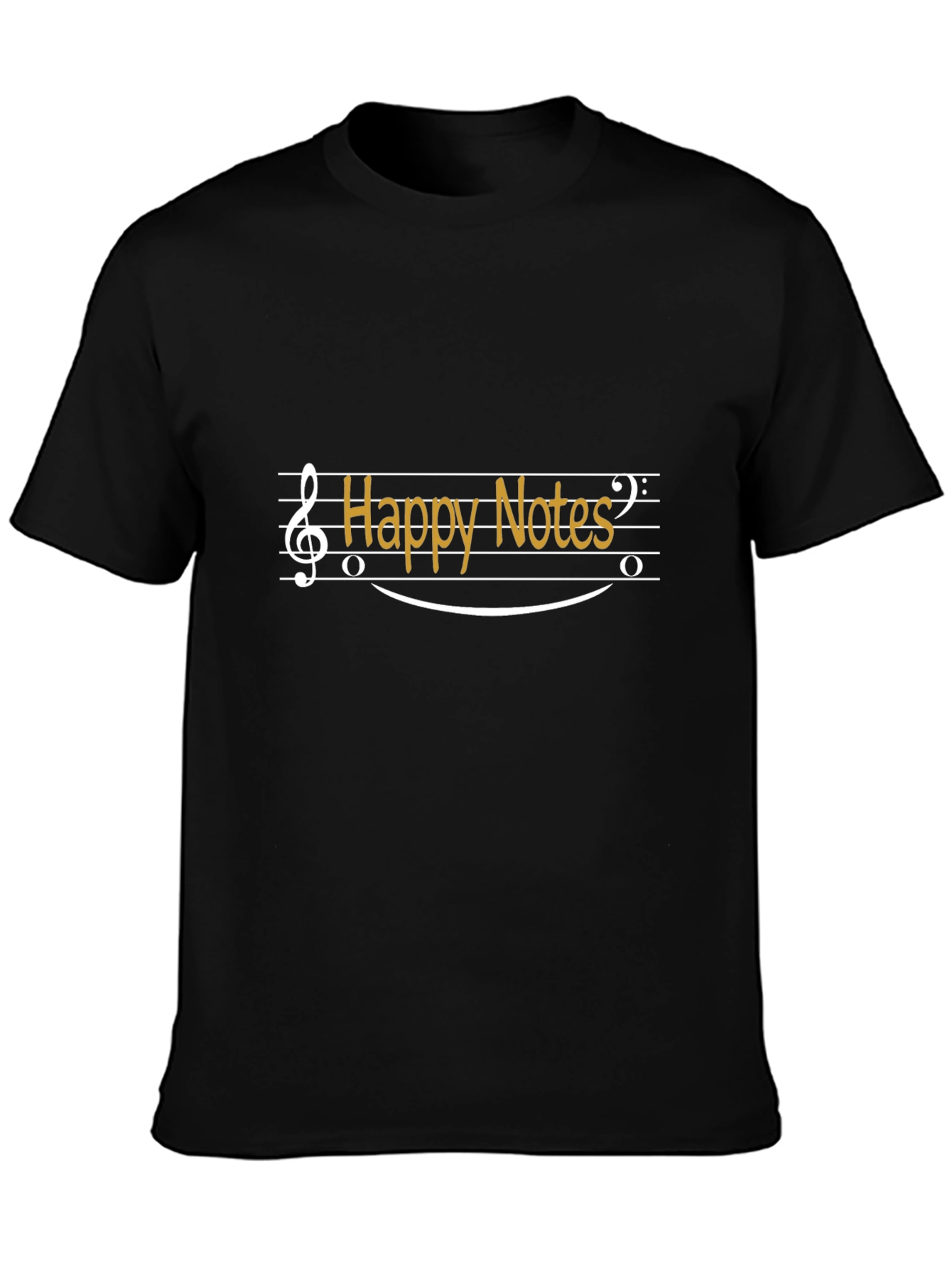 Happy Notes Graphic Tee - Black Cotton T-Shirt