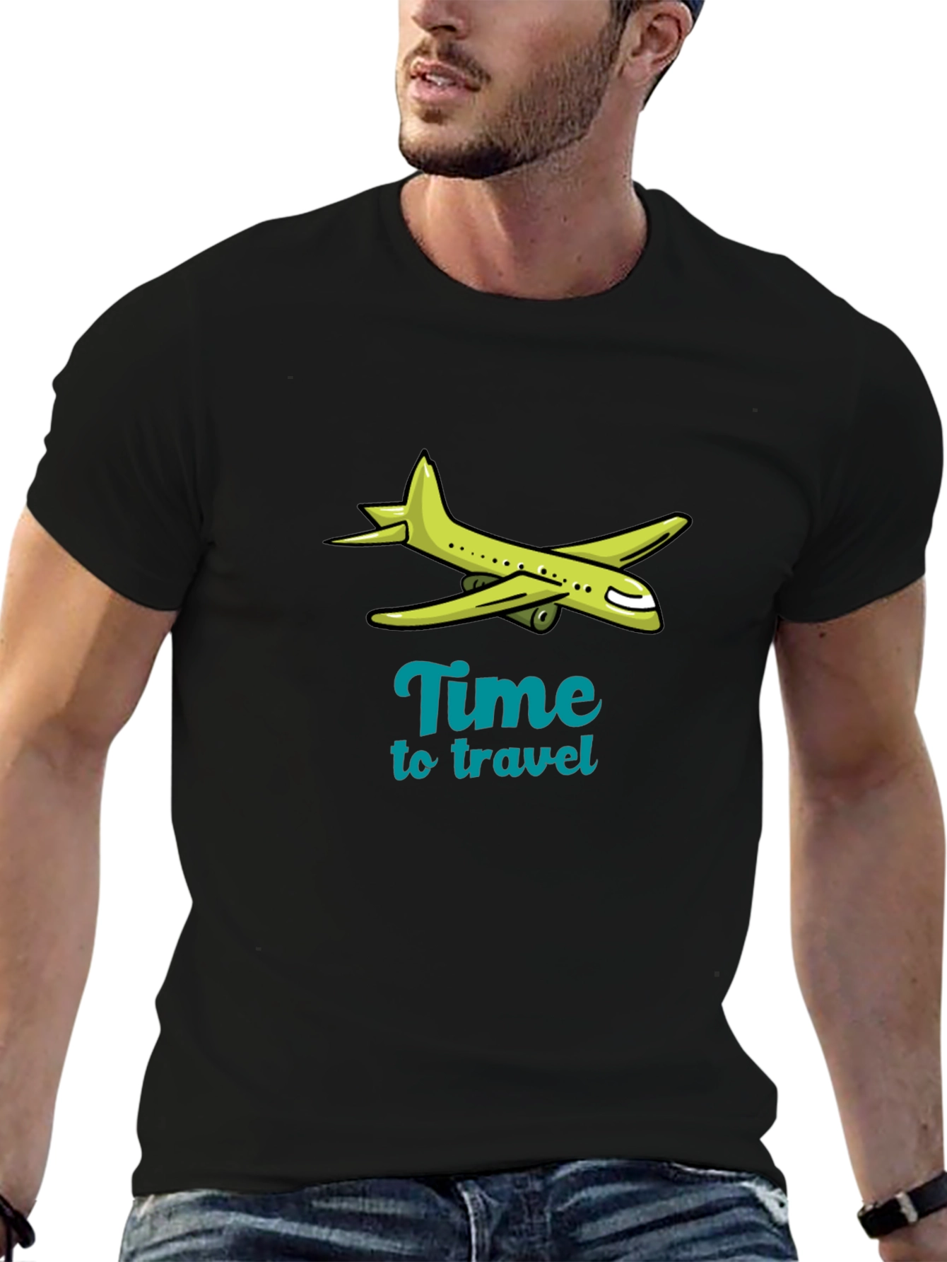 Time to Travel Graphic Tee - Airplane Design