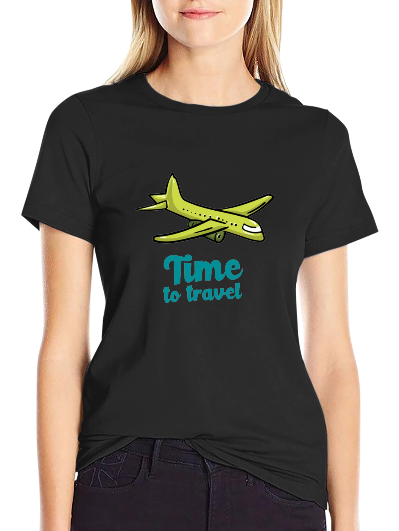 Time to Travel Graphic Tee - Airplane Design
