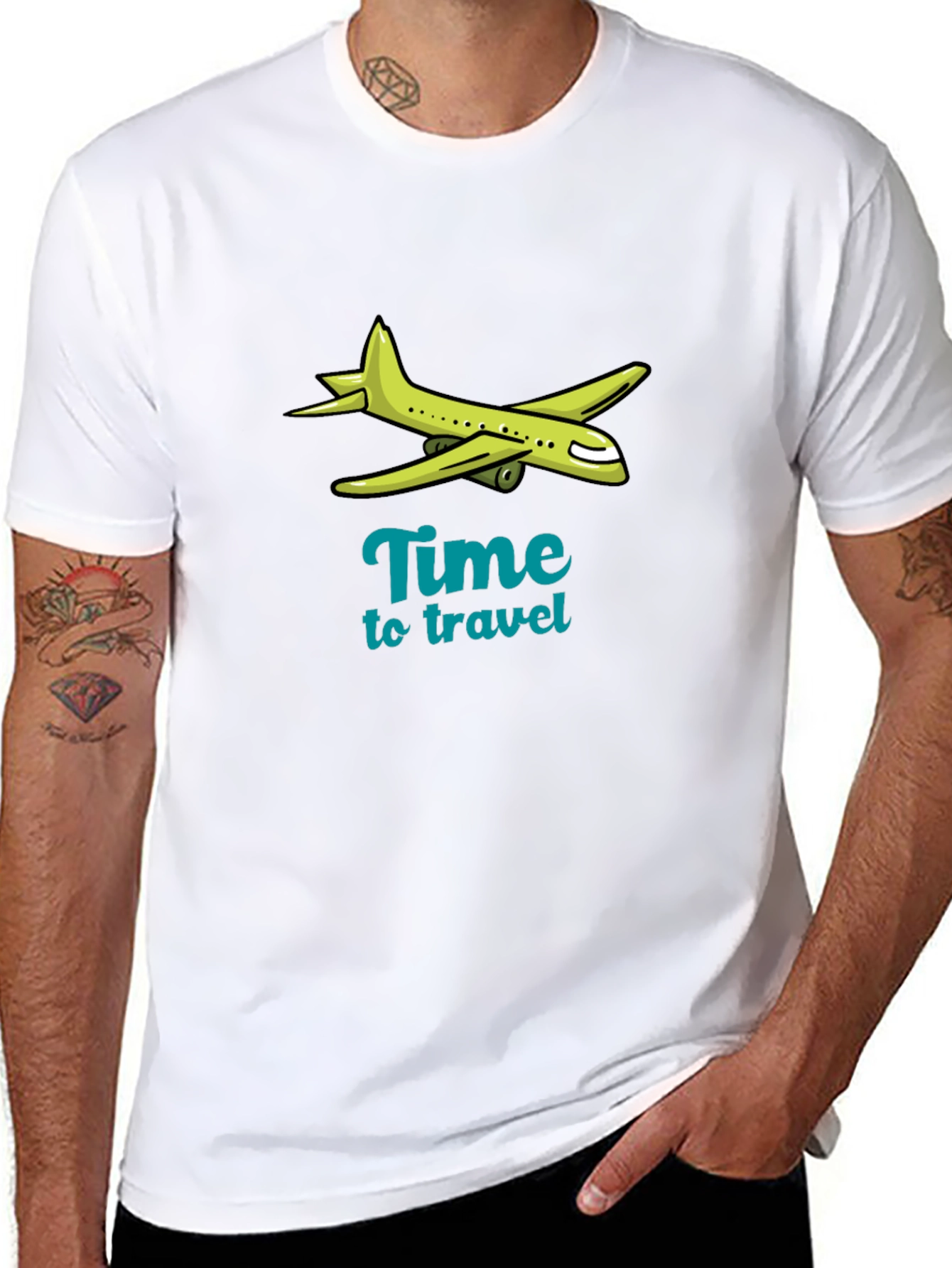 Time to Travel Graphic Tee - Airplane Design