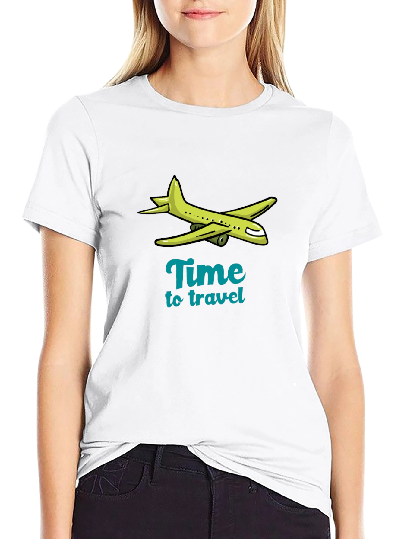 Time to Travel Graphic Tee - Airplane Design