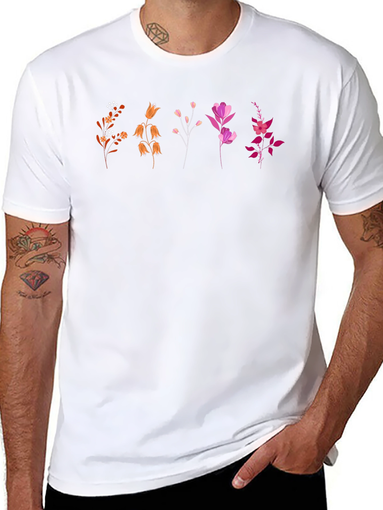 Floral Graphic Tee - Stylish Unisex Black T-Shirt