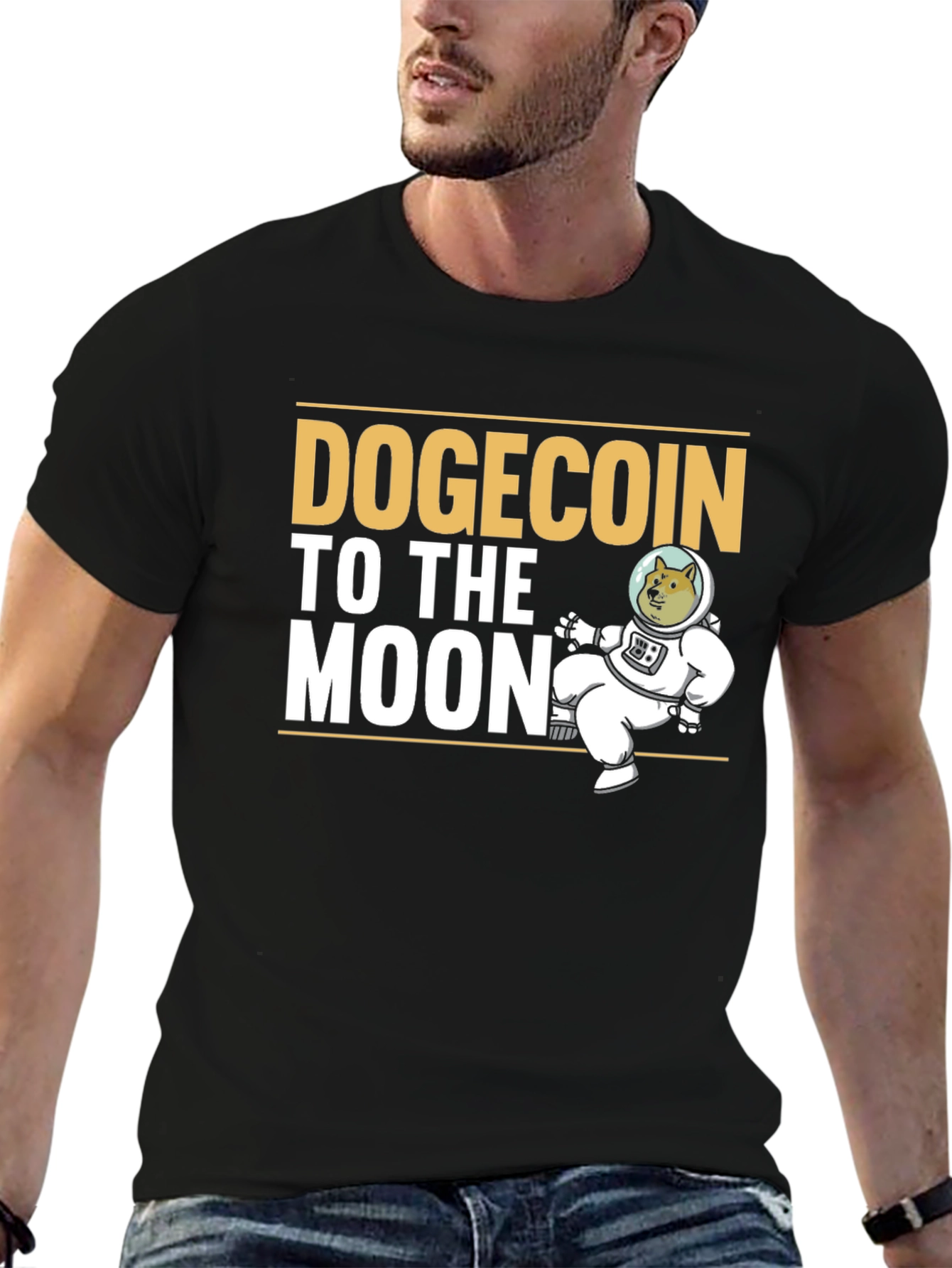 Dogecoin To The Moon Black T-Shirt