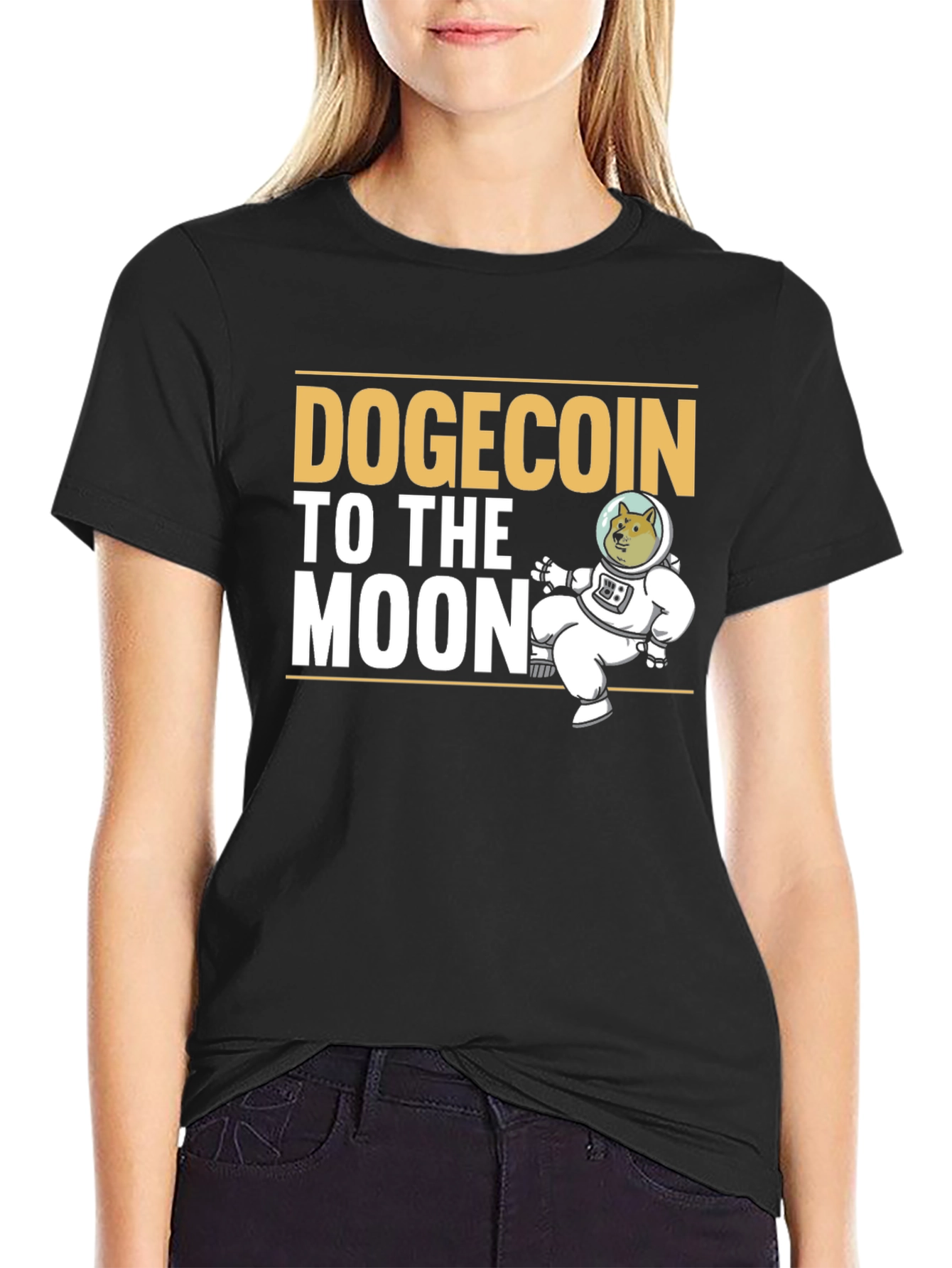Dogecoin To The Moon Black T-Shirt