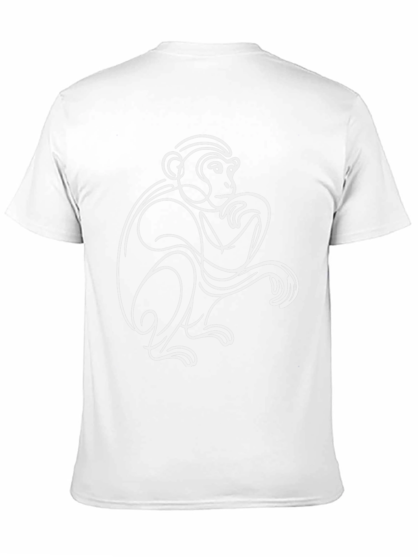 Abstract Monkey Line Art Black T-Shirt