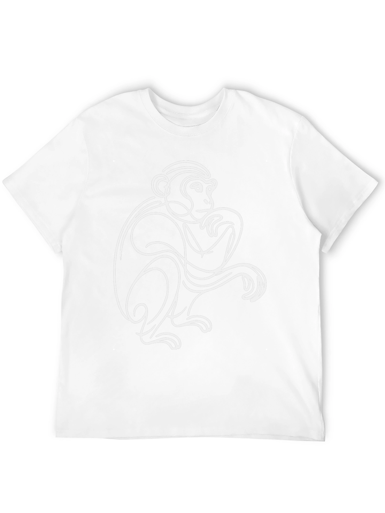 Abstract Monkey Line Art Black T-Shirt