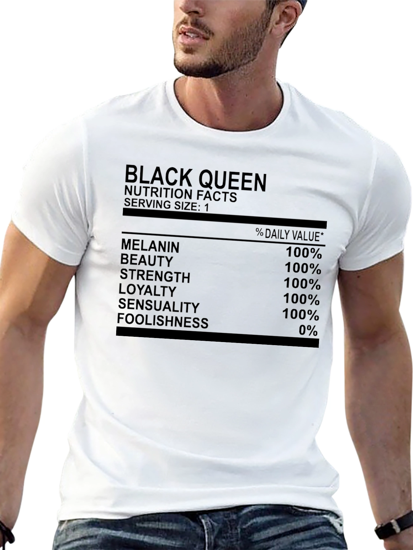 Black Queen Nutrition Facts Graphic T-Shirt