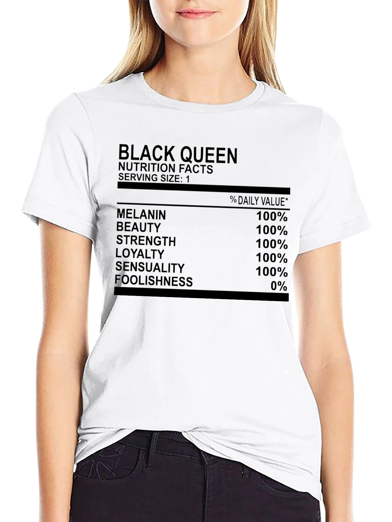 Black Queen Nutrition Facts Graphic T-Shirt