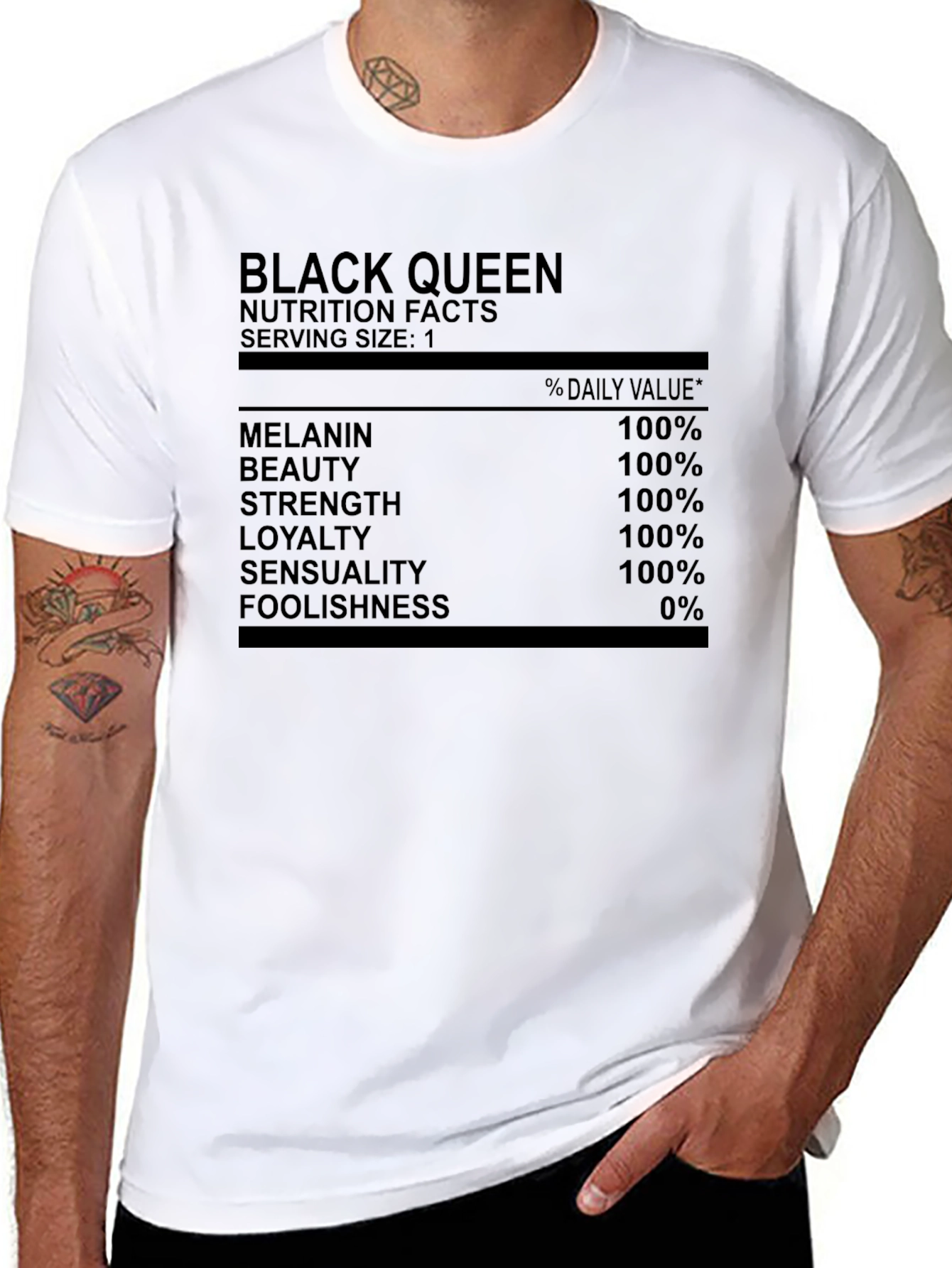 Black Queen Nutrition Facts Graphic T-Shirt