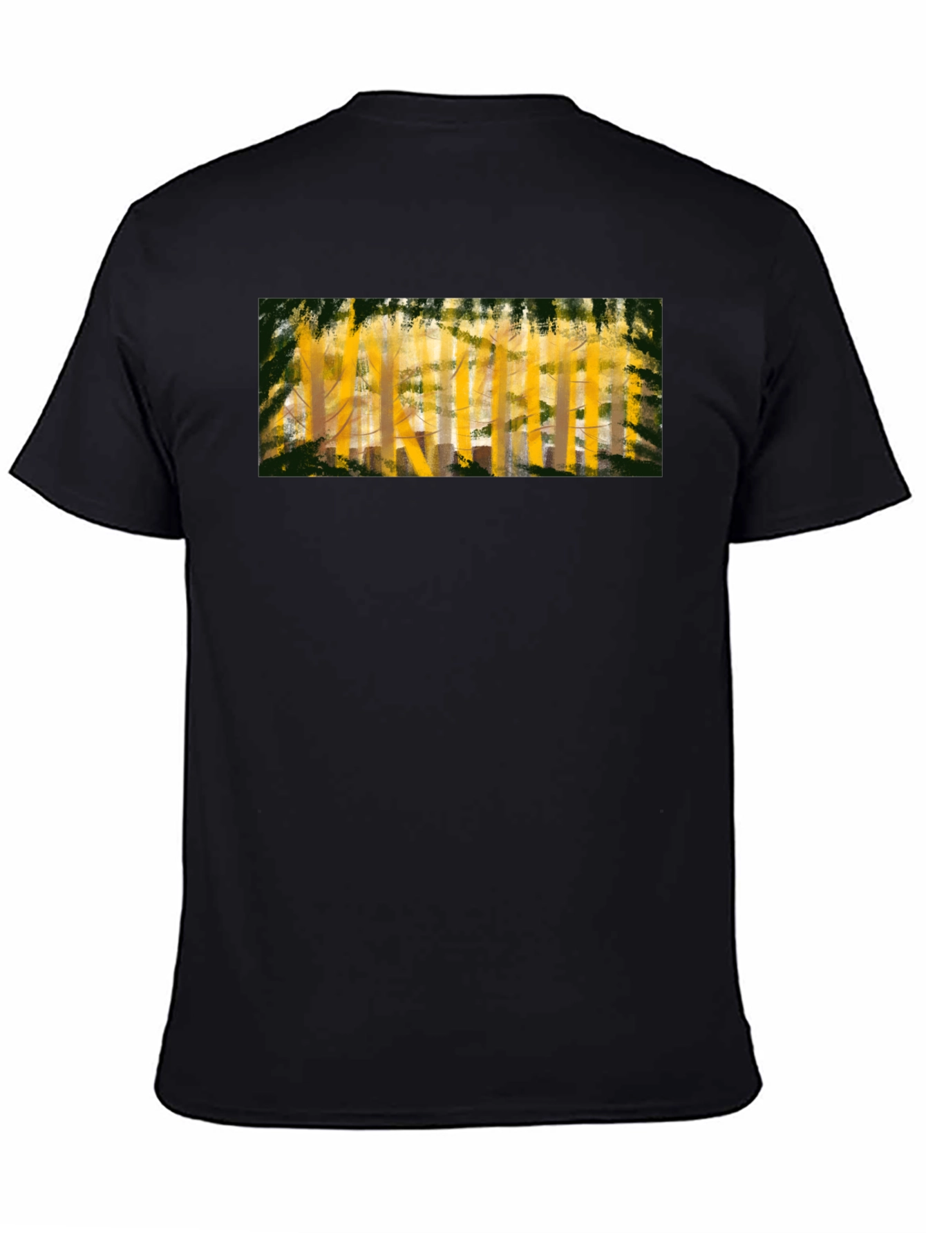 Abstract Forest Print Black T-Shirt