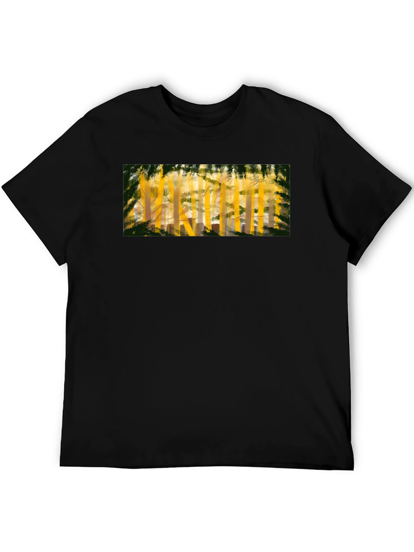Abstract Forest Print Black T-Shirt