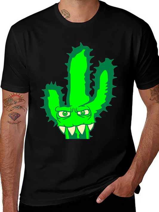 Mens Cactus Monster Graphic T-Shirt - Black