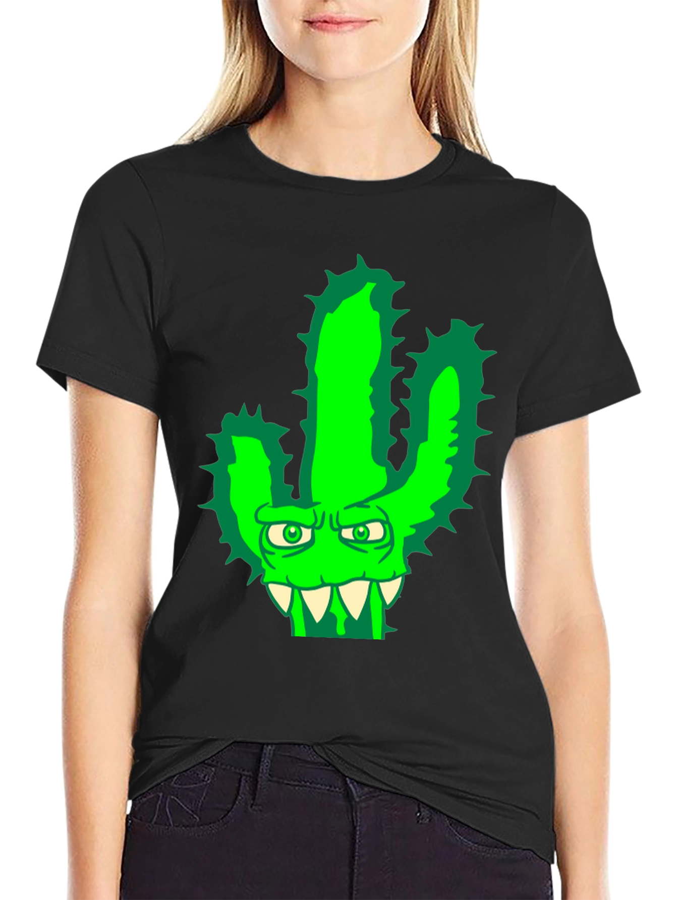 Mens Cactus Monster Graphic T-Shirt - Black