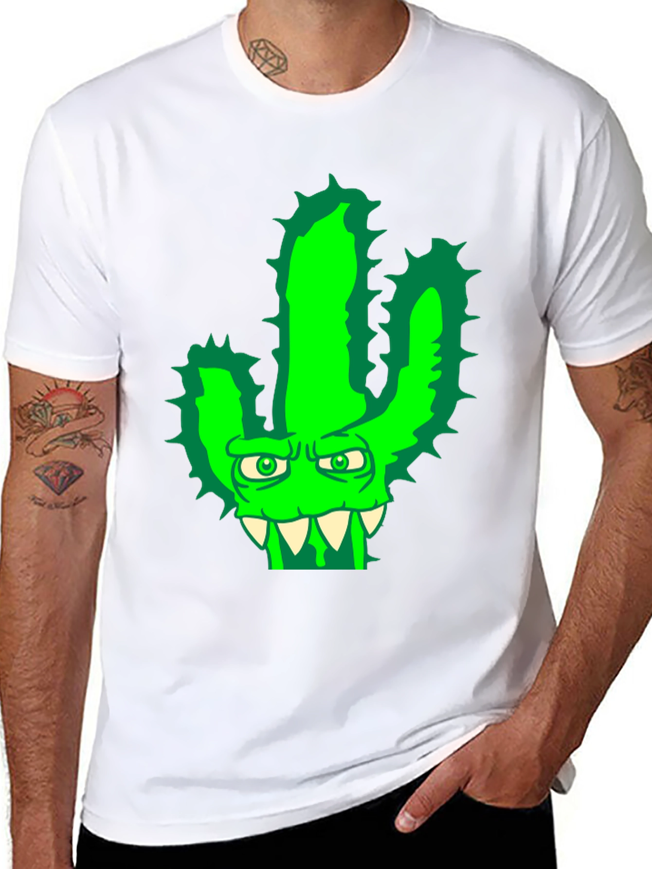 Mens Cactus Monster Graphic T-Shirt - Black