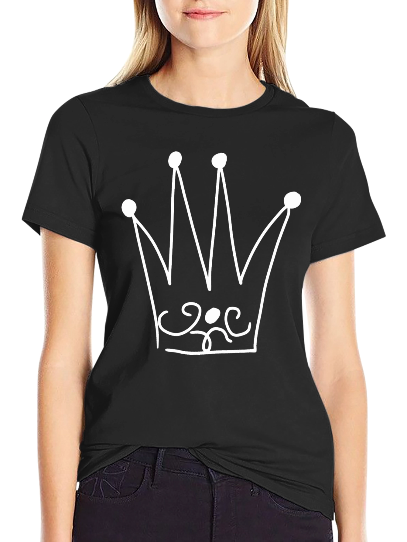 Crown Graphic Print Black T-Shirt