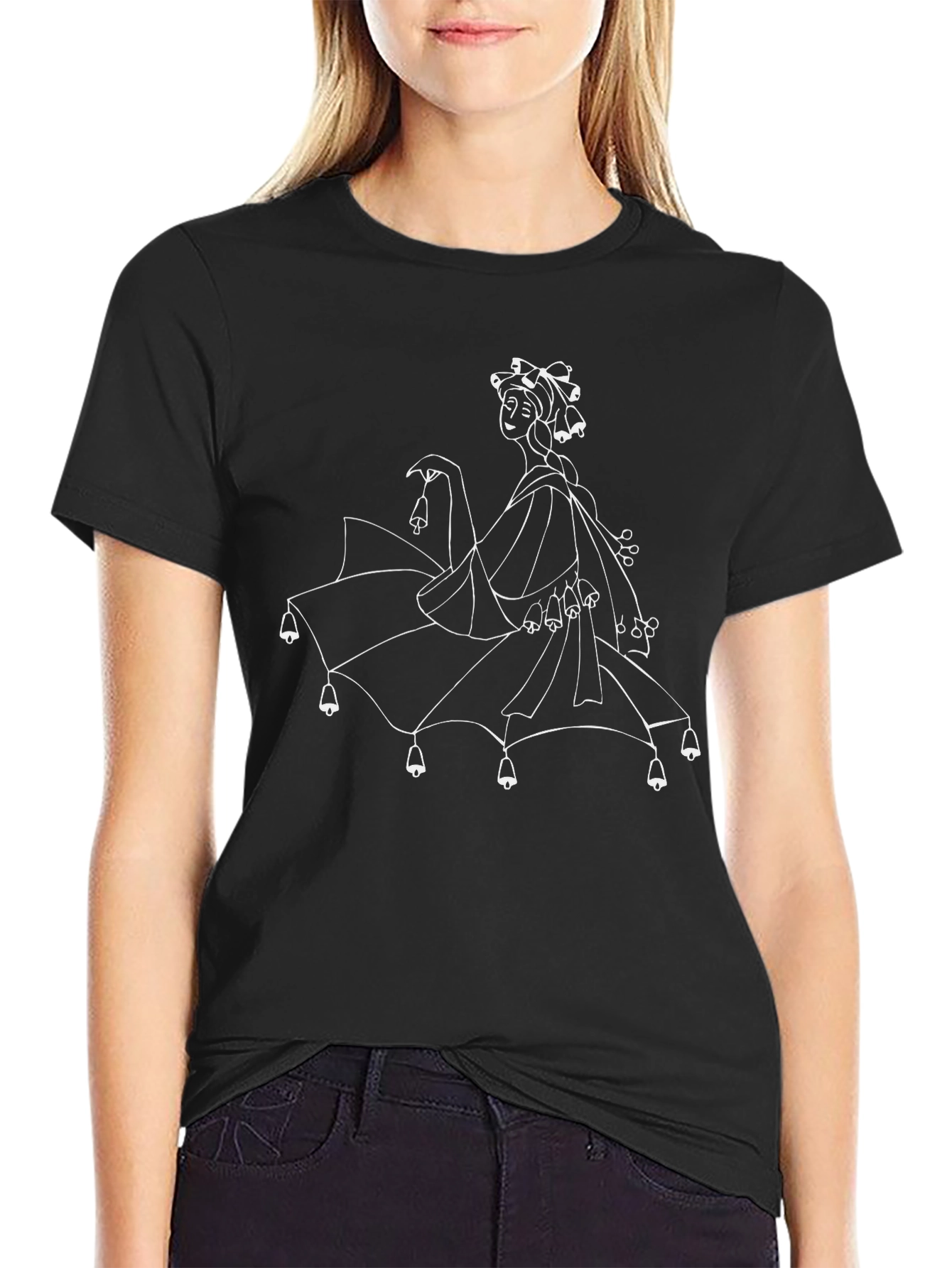 Geisha Bell Graphic Black T-Shirt