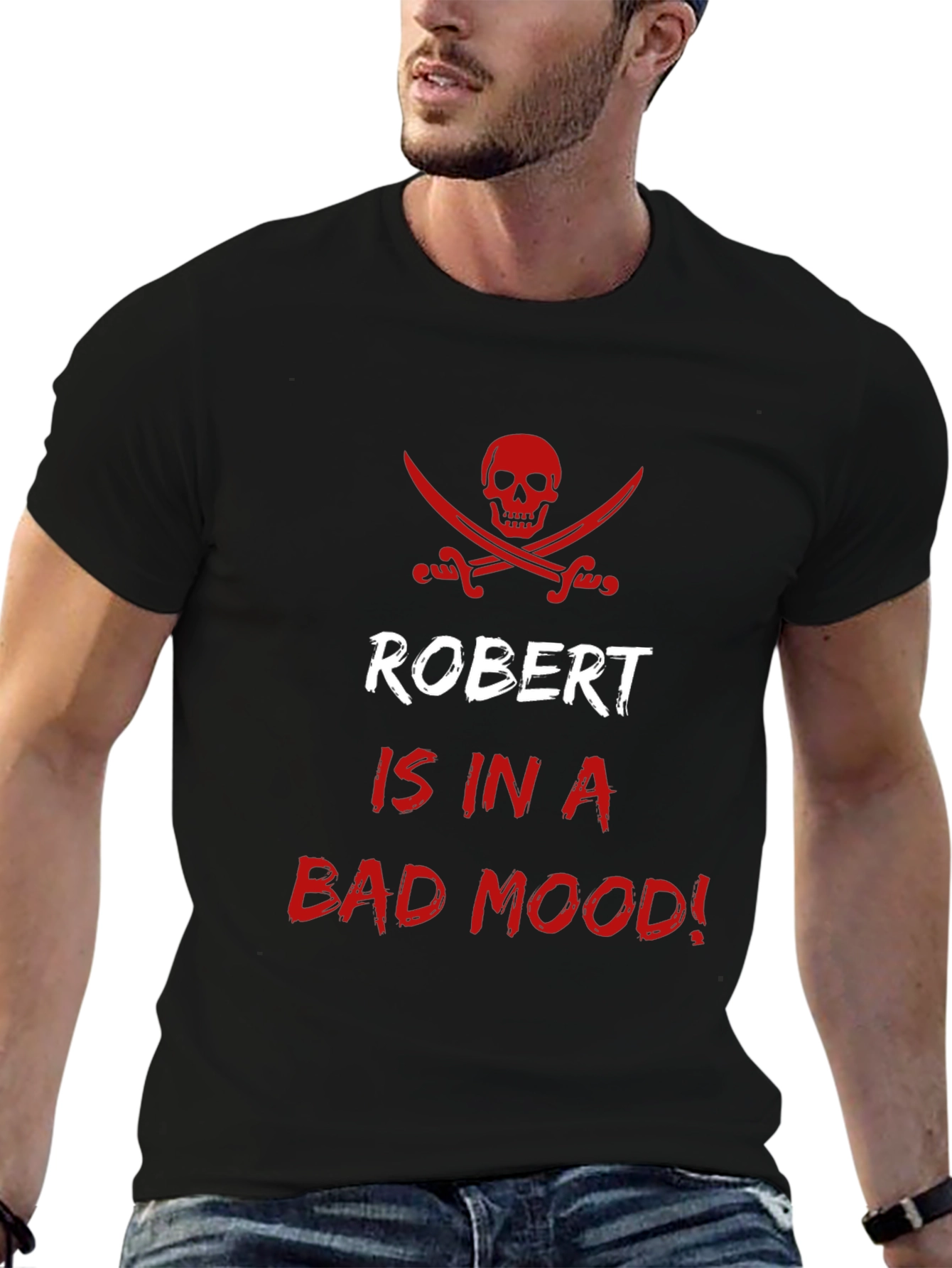 Robert Bad Mood Pirate Skull Graphic T-Shirt