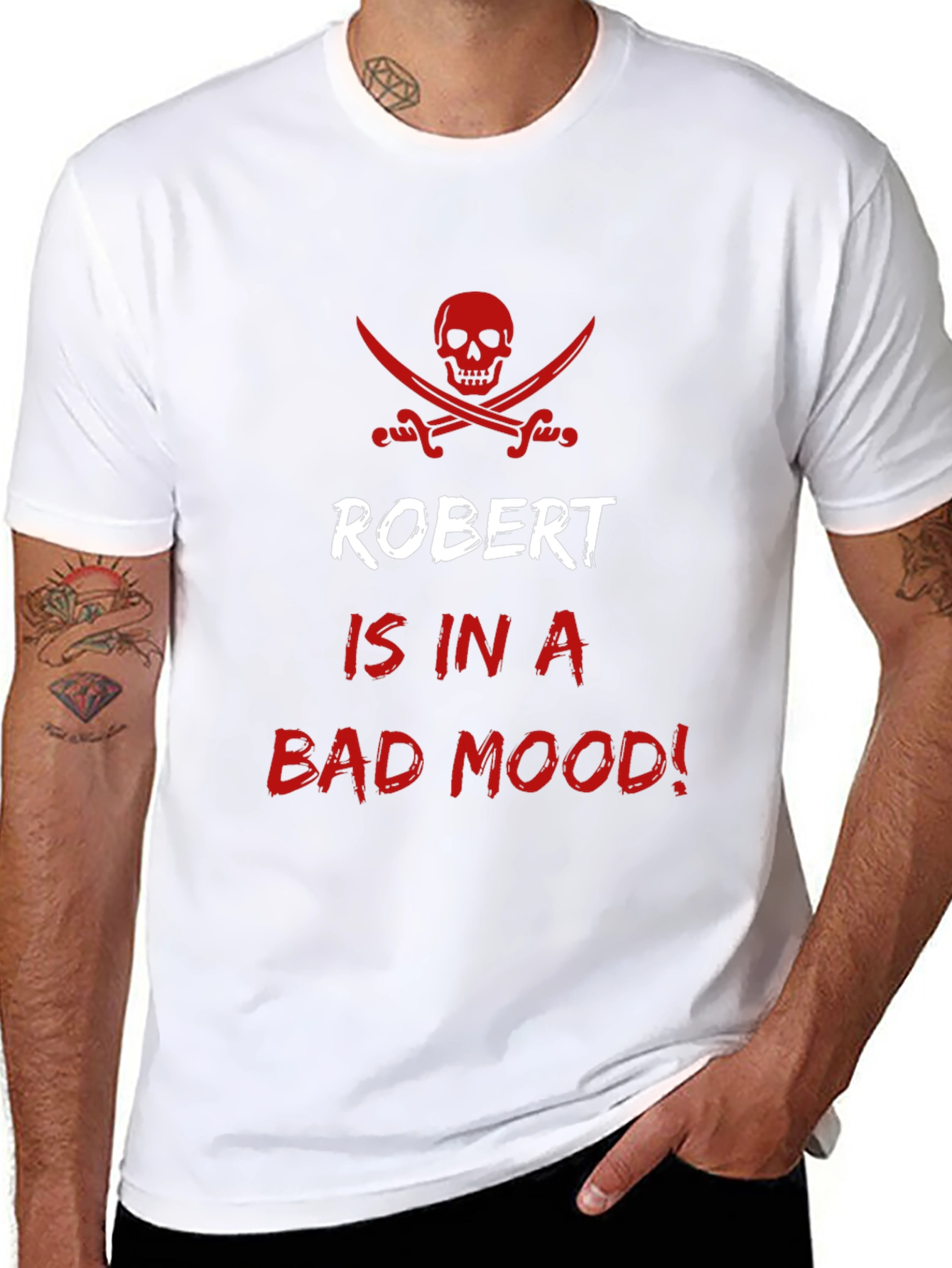 Robert Bad Mood Pirate Skull Graphic T-Shirt