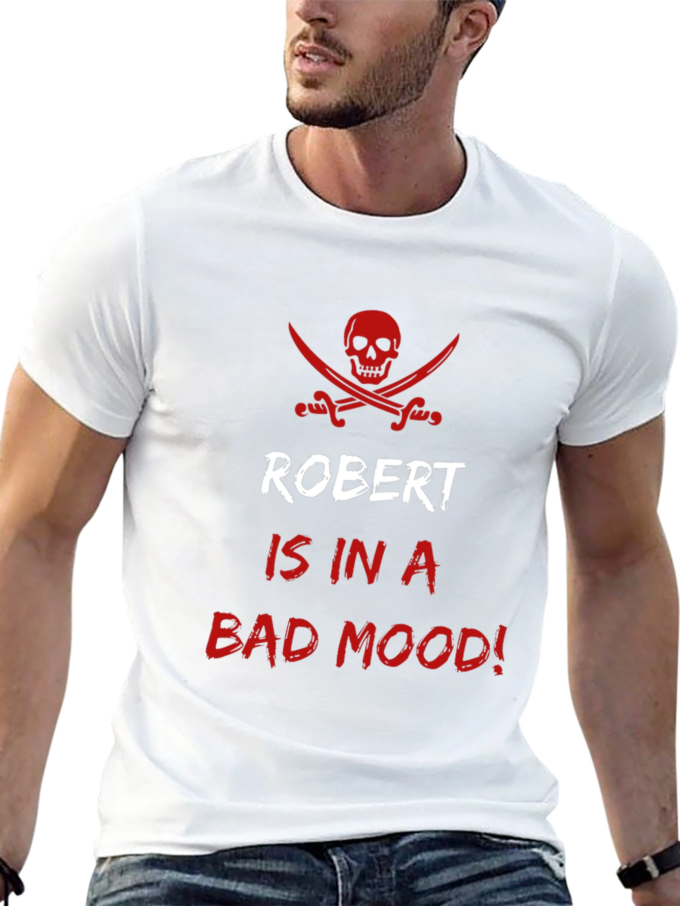 Robert Bad Mood Pirate Skull Graphic T-Shirt