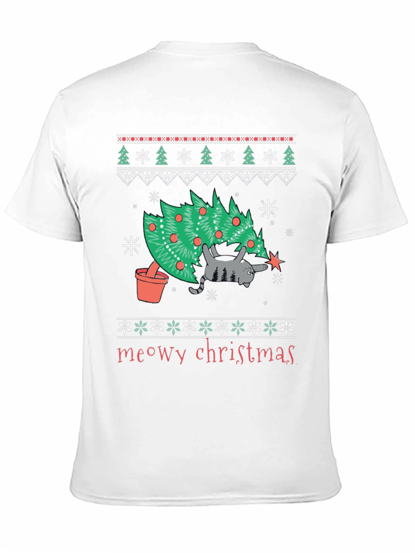 Meowy Christmas Cat T-Shirt - Festive Holiday Tee