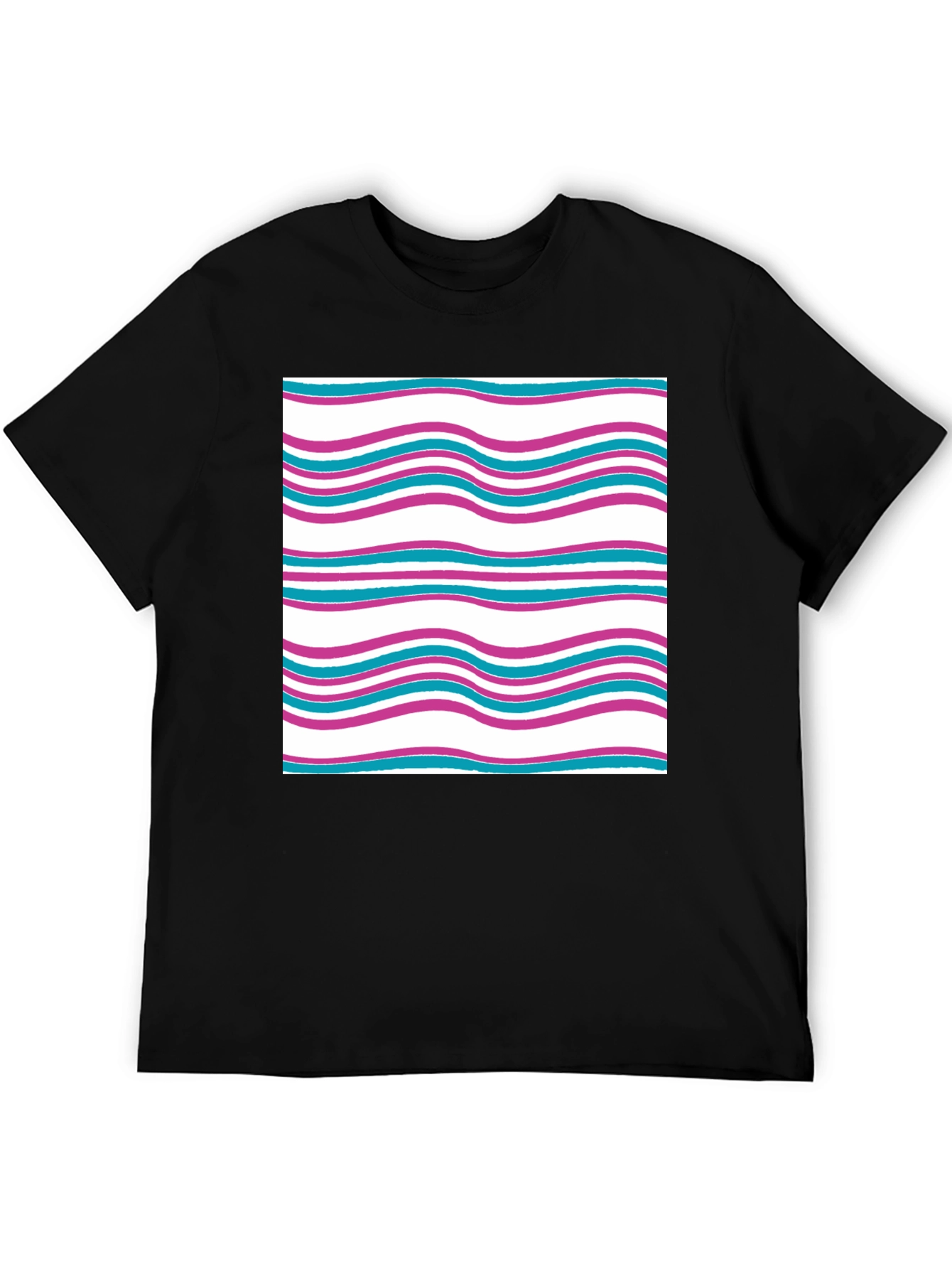 Wavy Line Pattern Tee - Casual Comfort