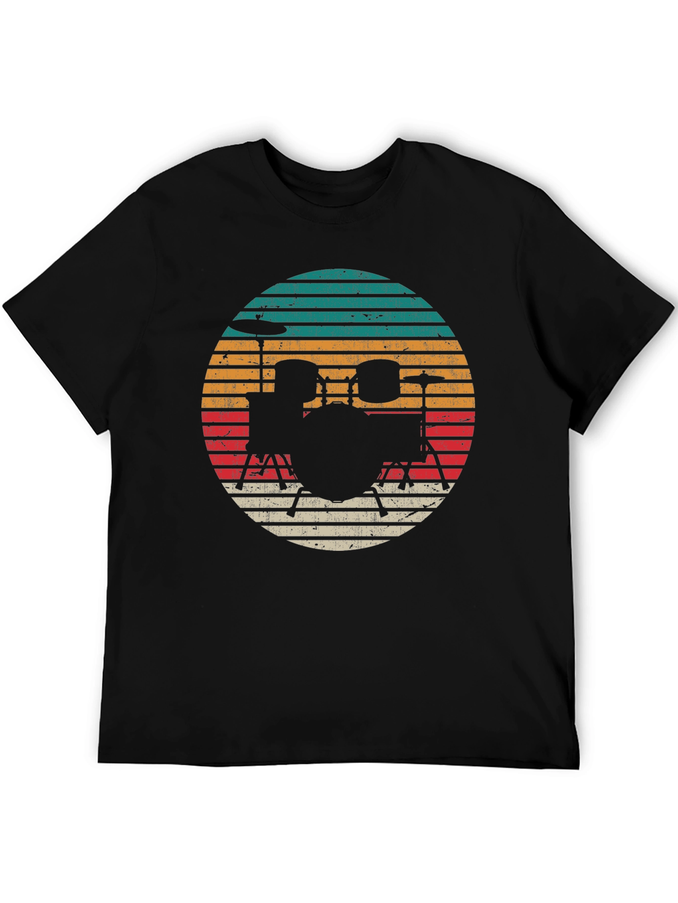 Retro Drum Set Graphic Tee - Black