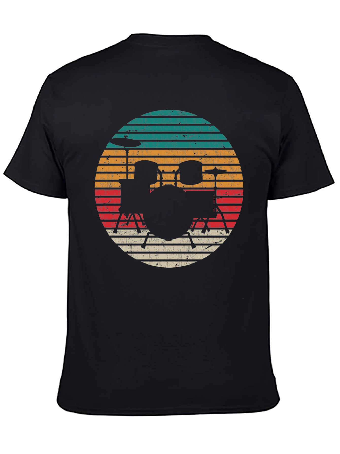 Retro Drum Set Graphic Tee - Black