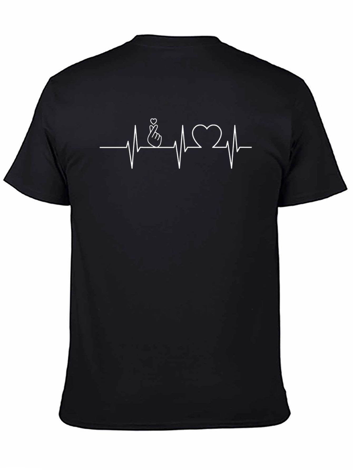 Heartbeat Finger Heart Graphic Tee - Trendy Casual Top